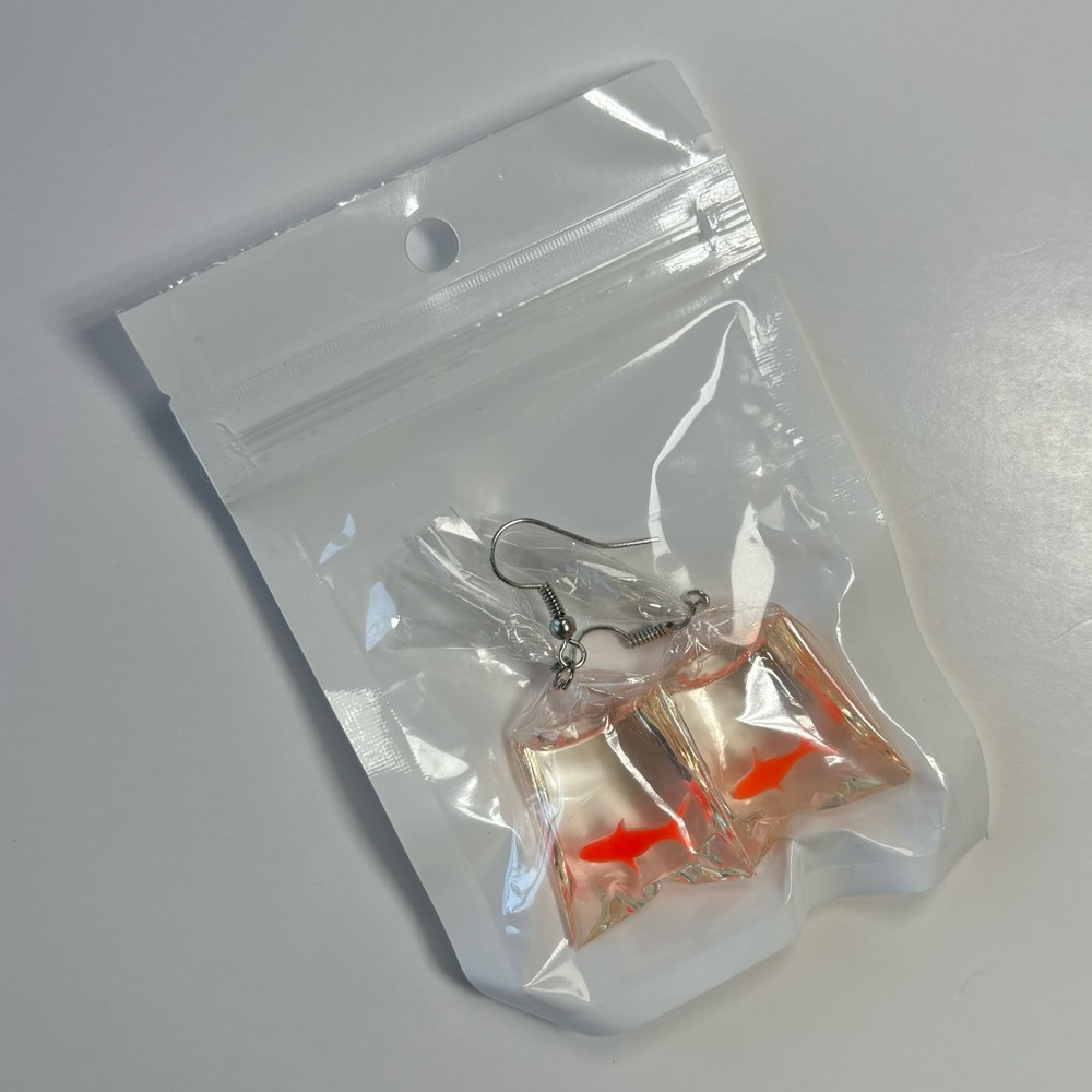 Goldfish Bag Earrings - New / Funny Gift Animal Fish Accessory